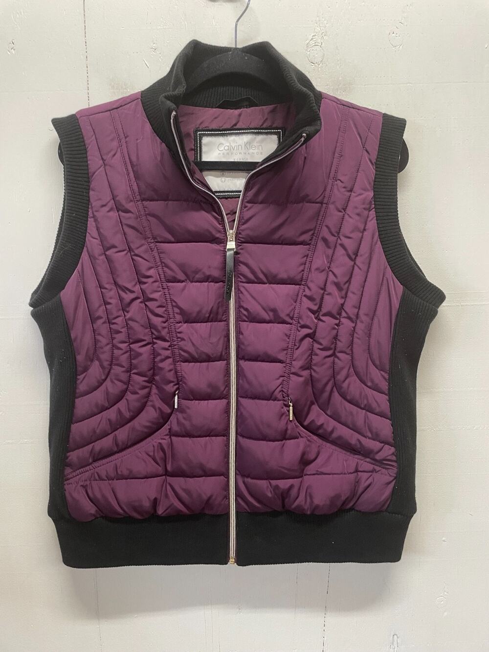 Calvin Klein Women's Performance Quilted Puffer Vest Size XL Purple & Black